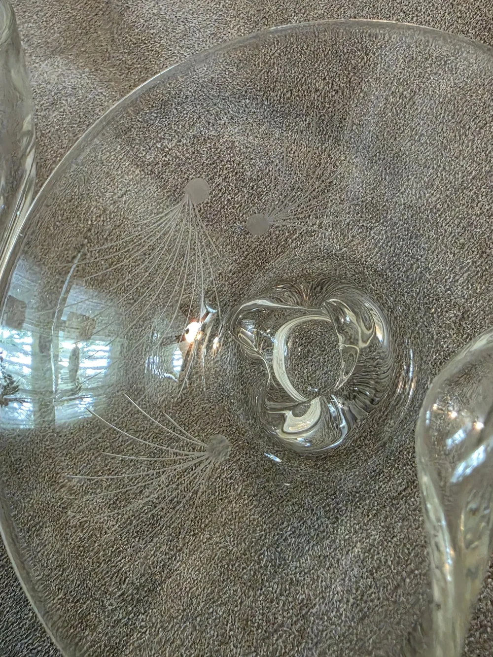 Vtg Fostoria Pine Etched Candlestick Holders Flora Art Glass MCM Kidney